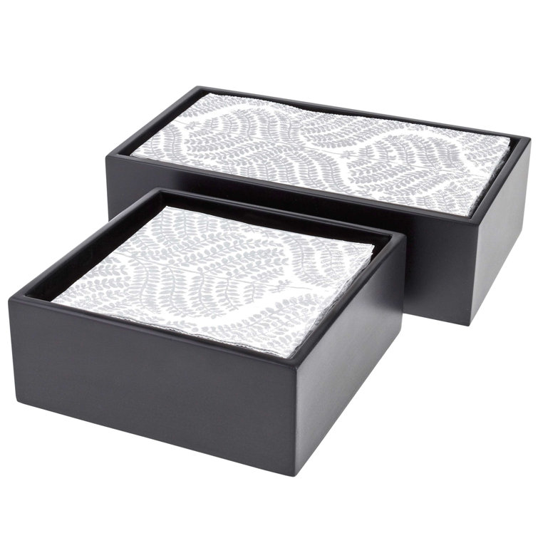Black Lacquer Wooden Napkin Holder Tray