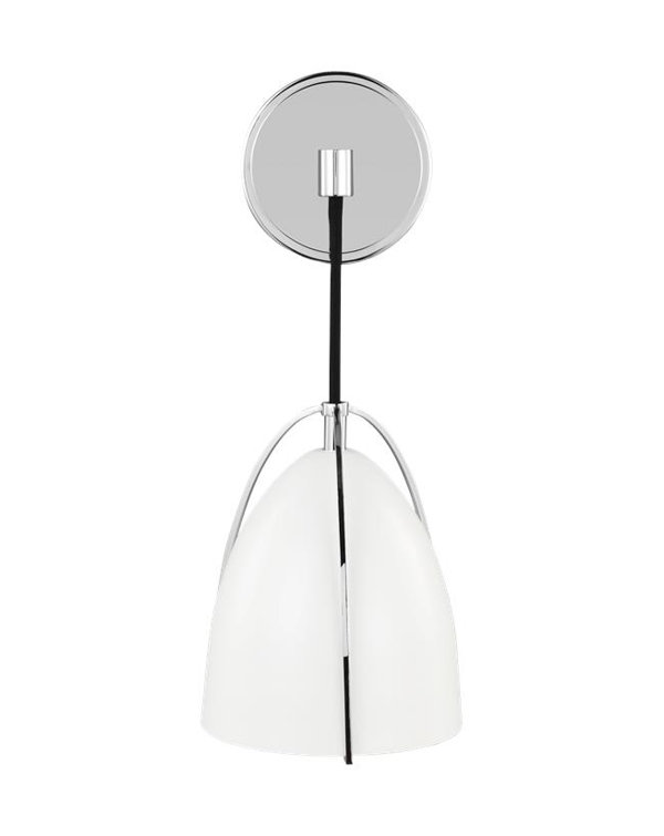 Chrome and Matte White Steel Single Bath Sconce