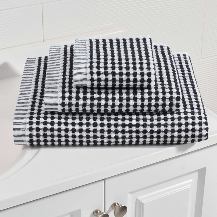 Luxurious Black and White Turkish Cotton Bath Towel Set