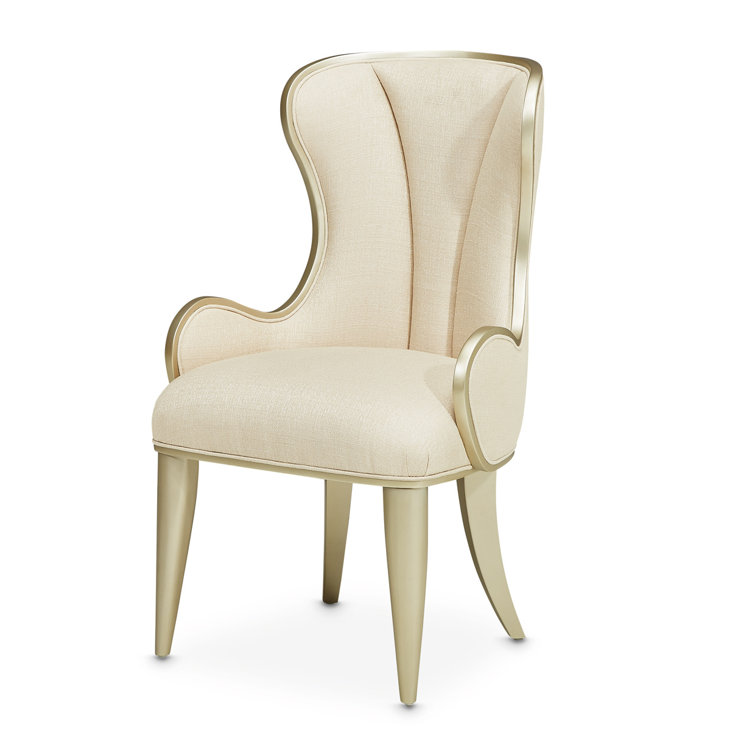 Villa Cherie Pearl Polyester and Birch Desk Chair with Champagne Trim