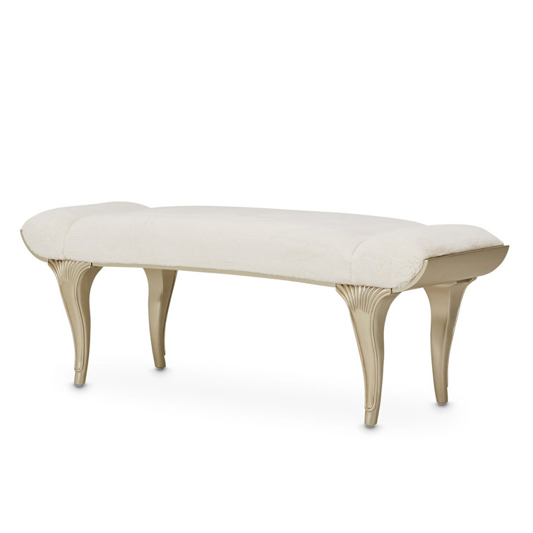 Cherie Hazelnut Faux Fur & Birch Wood Glamorous Bed Bench