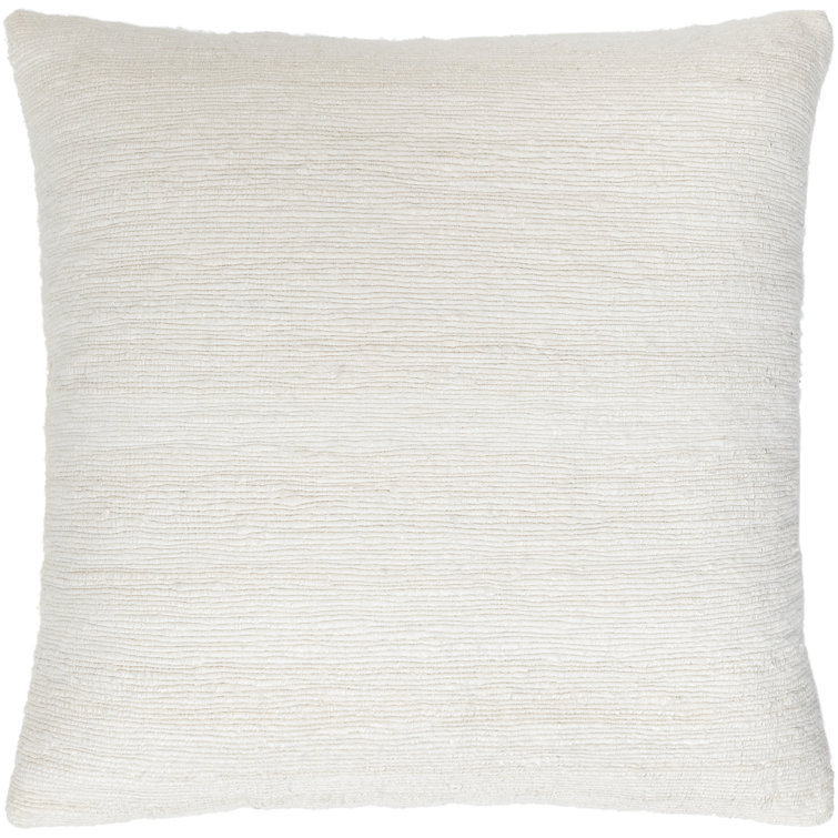 Ivory Linen Blend Square Throw Pillow