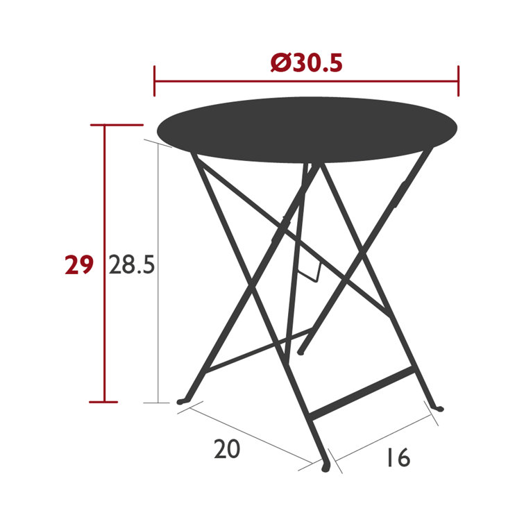 Liquorice Black Round Metal Folding Bistro Table