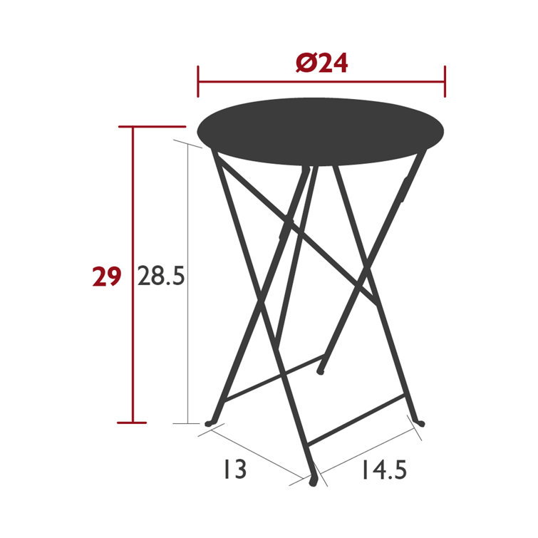 Nutmeg Round Metal Folding Bistro Table, 24"