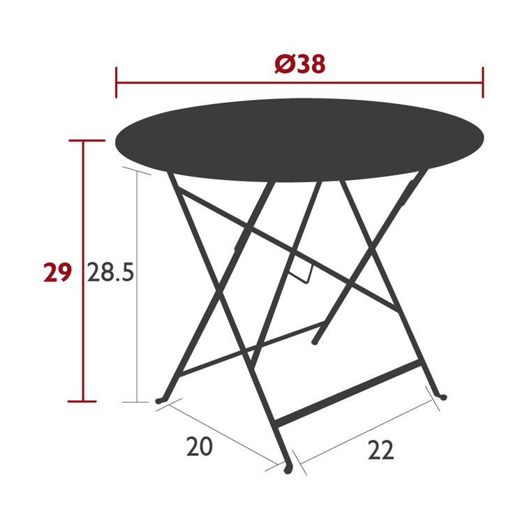 Liquorice Black Round Metal Folding Bistro Table