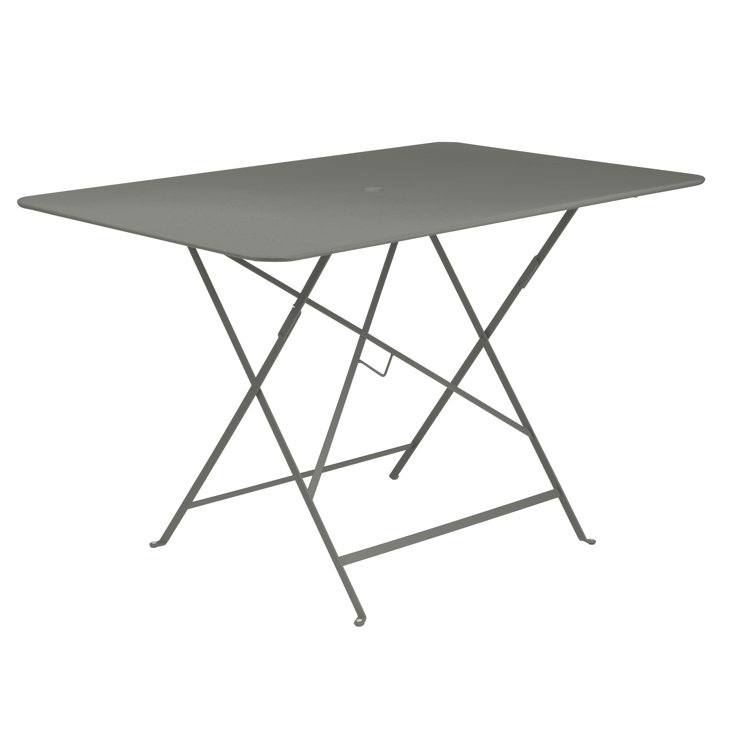 Cactus Green Metal Outdoor Folding Dining Table with Umbrella Hole