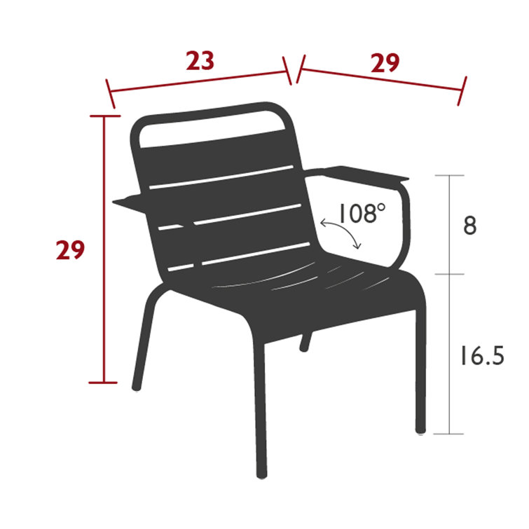 Clay Gray Solid Aluminum Luxembourg Patio Lounge Armchair