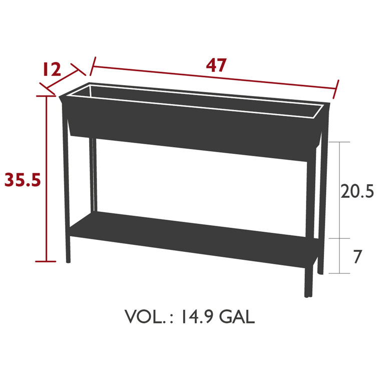 Rosemary Metal Multi-Tiered Elevated Planter with Shelf
