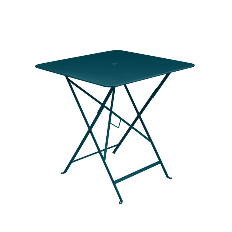 Cactus Green Metal Outdoor Folding Dining Table with Umbrella Hole