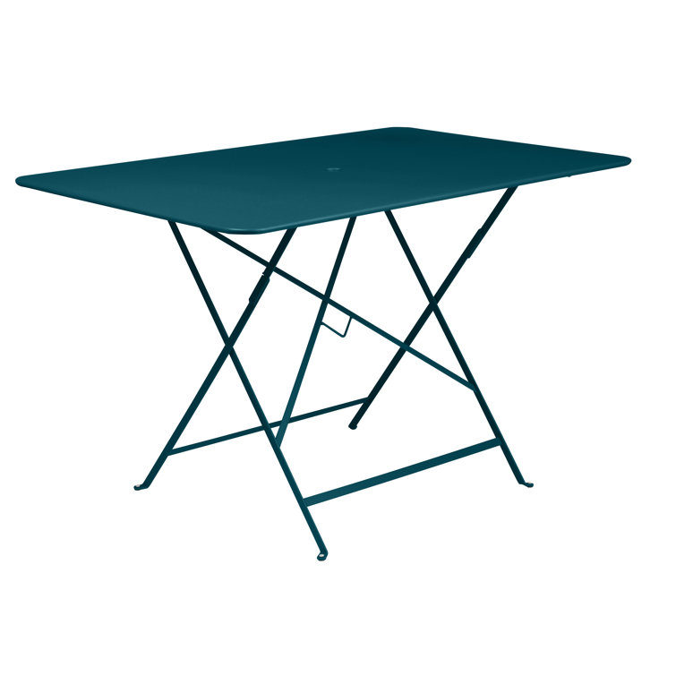 Cactus Green Metal Outdoor Folding Dining Table with Umbrella Hole