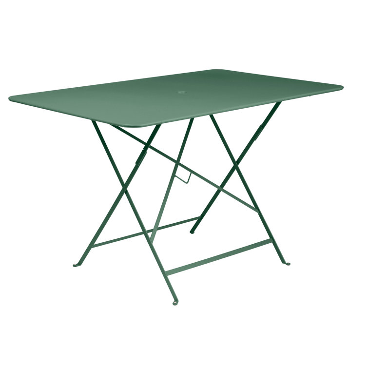 Cactus Green Metal Outdoor Folding Dining Table with Umbrella Hole