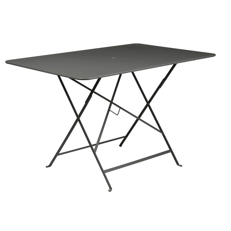Cactus Green Metal Outdoor Folding Dining Table with Umbrella Hole