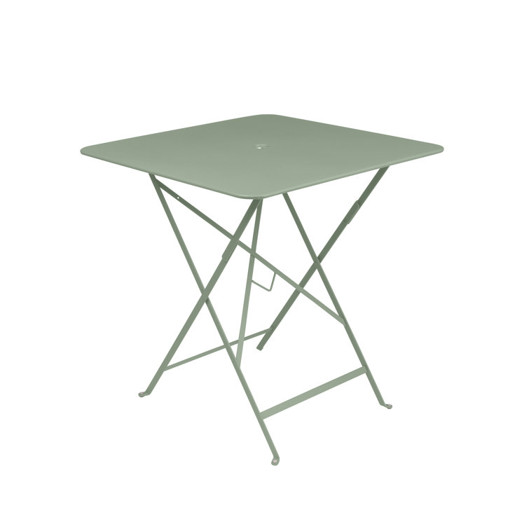 Cactus Green Metal Outdoor Folding Dining Table with Umbrella Hole