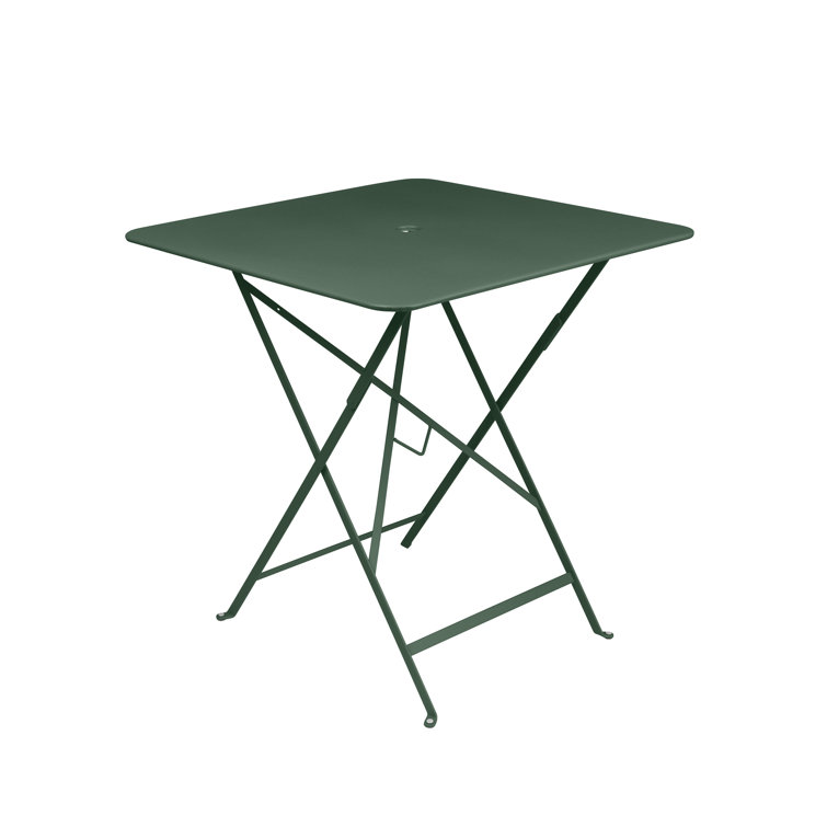 Cactus Green Metal Outdoor Folding Dining Table with Umbrella Hole