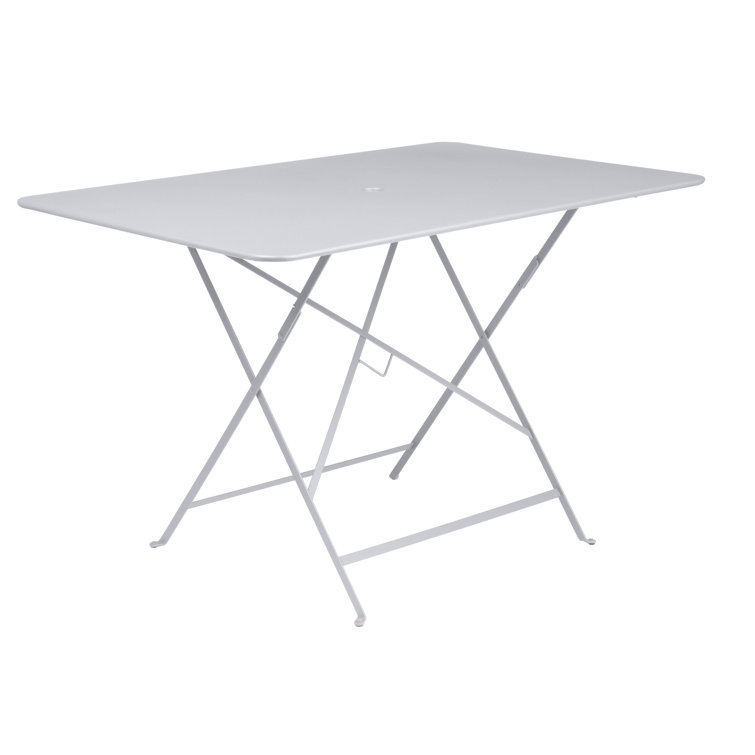 Cactus Green Metal Outdoor Folding Dining Table with Umbrella Hole