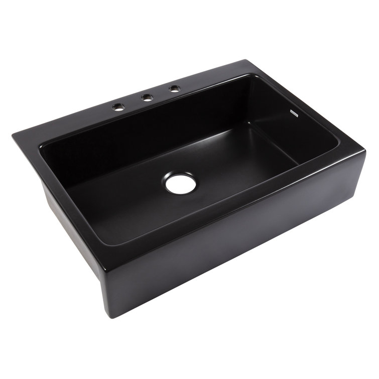 Parker Matte Black Fireclay Farmhouse Apron Front Kitchen Sink