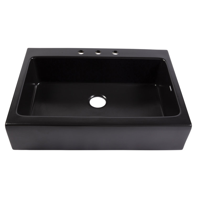 Parker Matte Black Fireclay Farmhouse Apron Front Kitchen Sink