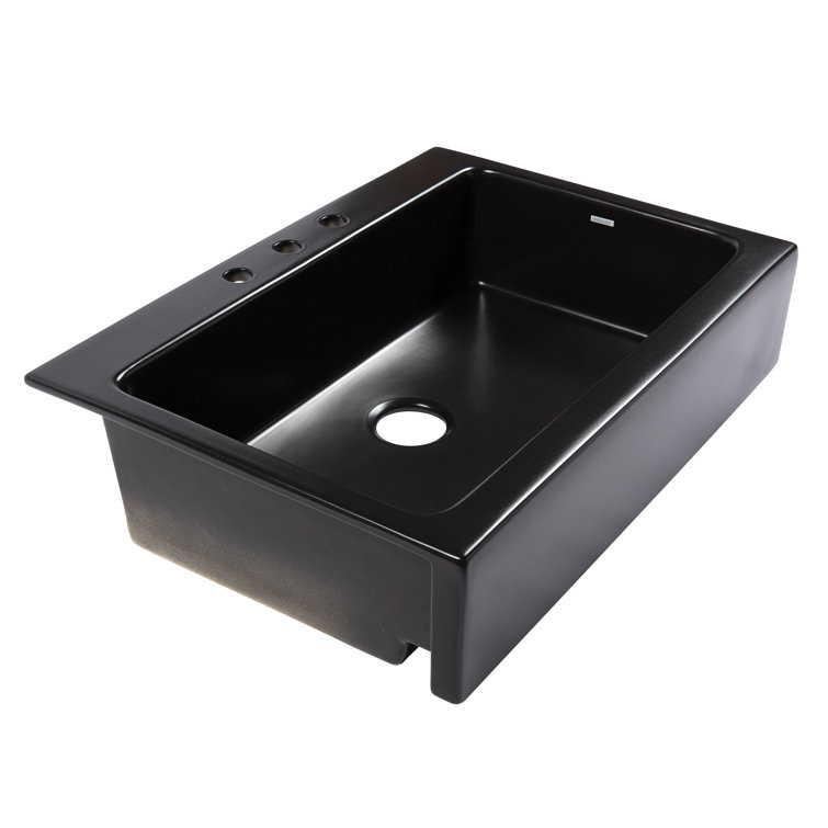Parker Matte Black Fireclay Farmhouse Apron Front Kitchen Sink