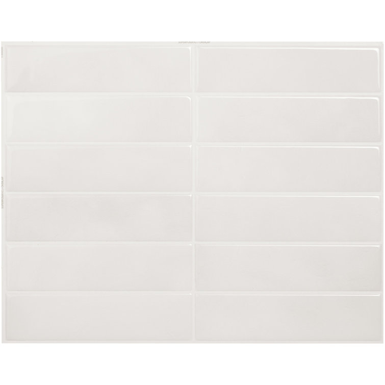 White-Grey Rectangular Peel and Stick Gel Backsplash Tile