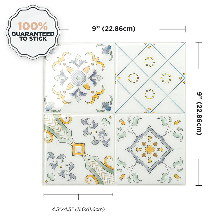 Vintage Multicolor Glossy Peel and Stick Wall Tiles