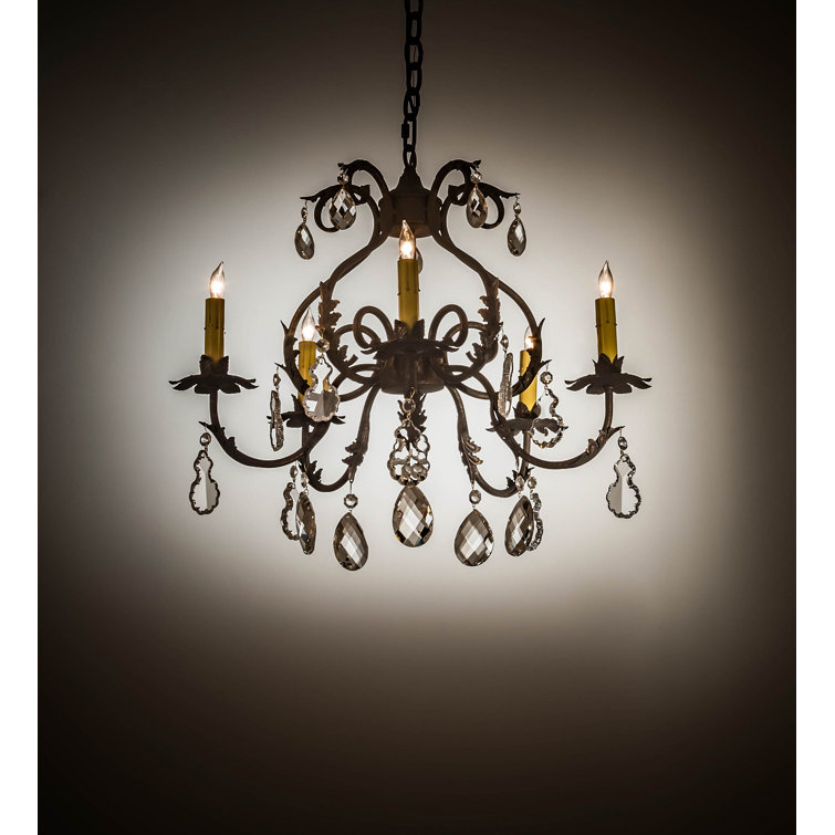 French Bronze 5-Light Chandelier with Crystal Accents