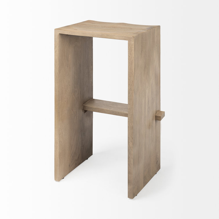 Dalina Light Brown Solid Wood Bar Stool