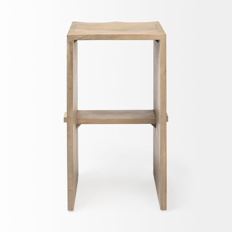 Dalina Light Brown Solid Wood Bar Stool