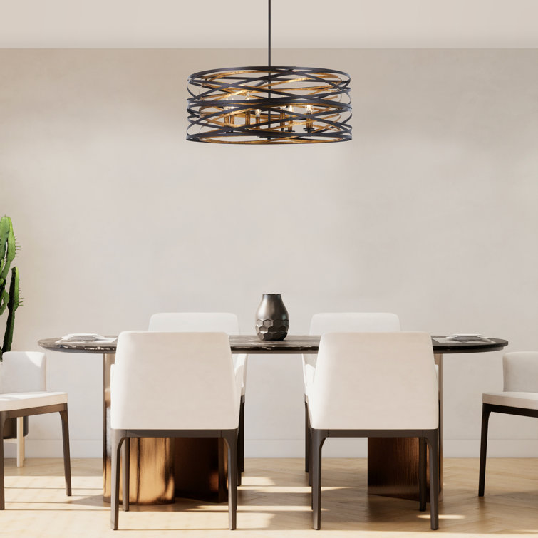Vortic Flow Dark Bronze and Mosaic Gold 8-Light Contemporary Pendant