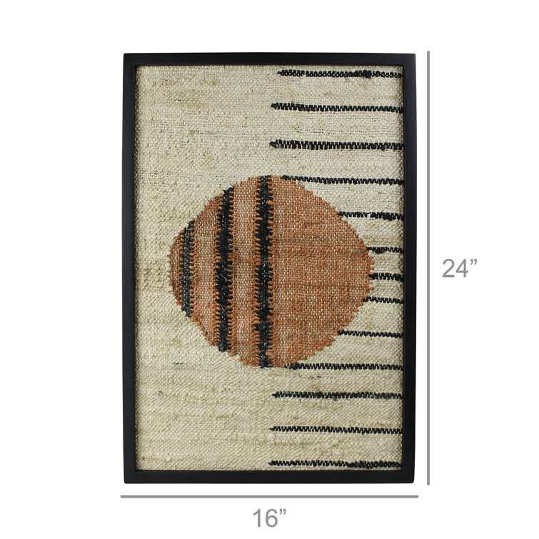 24'' Black and Beige Mango Wood Framed Wall Art