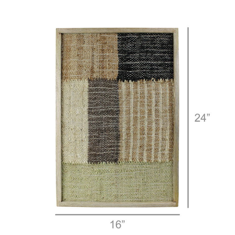 Handmade Multicolor Cotton and Hemp Wall Art with Mango Wood Frame