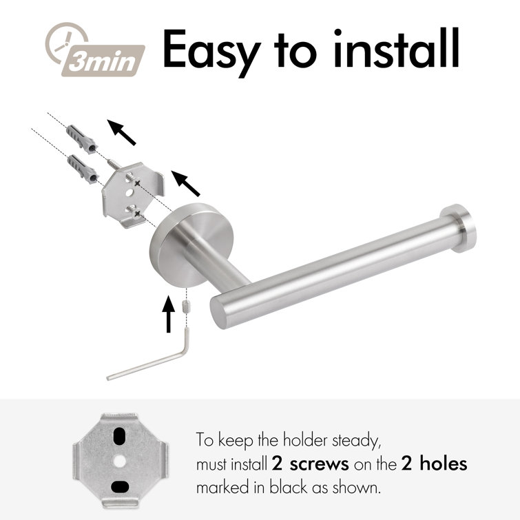 Brushed Stainless Steel Wall Mounted Toilet Paper Holder