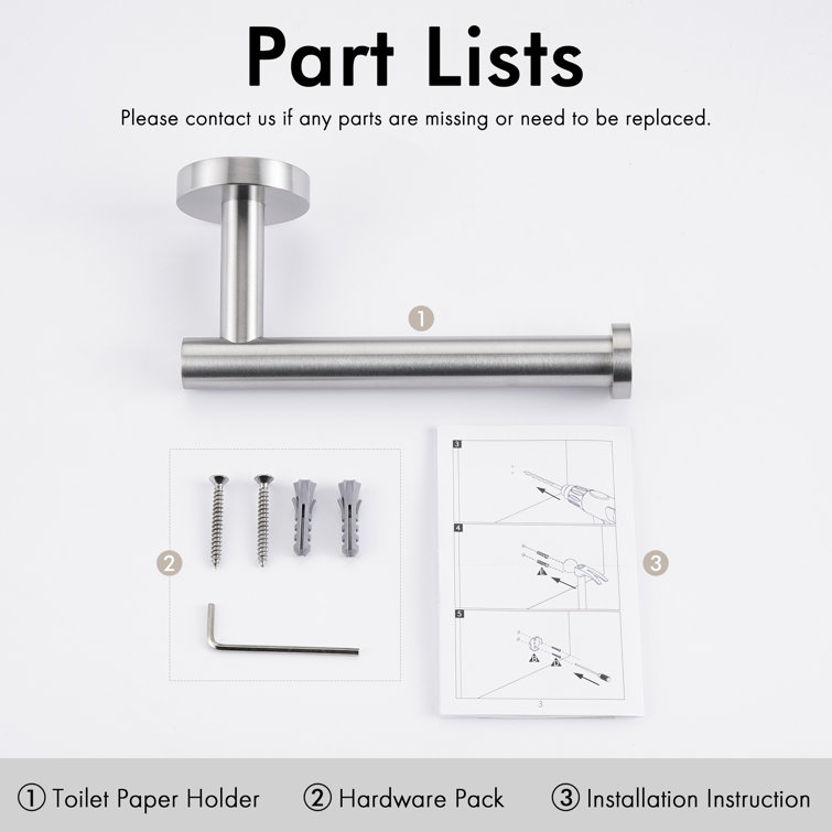 Brushed Stainless Steel Wall Mounted Toilet Paper Holder