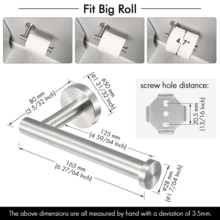 Brushed Stainless Steel Wall Mounted Toilet Paper Holder
