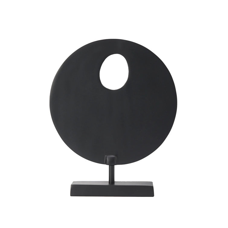 Matte Charcoal Abstract Metal Sculpture on Plinth