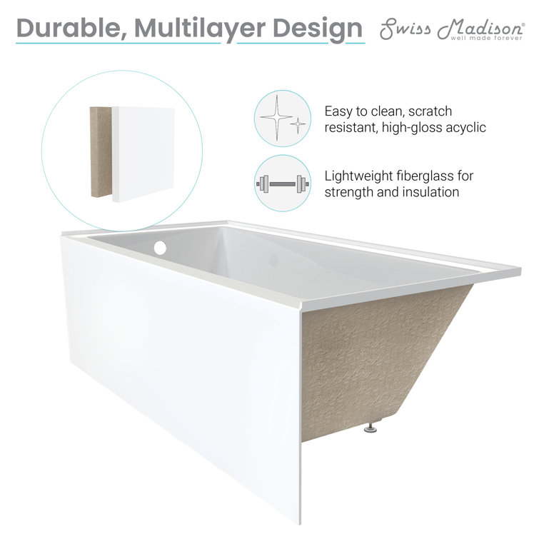 Voltaire Bisque Acrylic 54" x 30" Alcove Bathtub with Apron