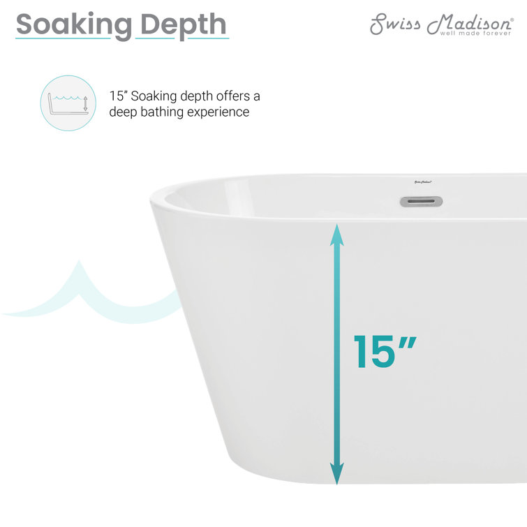 Claire 48" Glossy White Acrylic Freestanding Bathtub