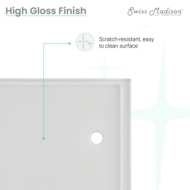 Carre 48" x 36" White Acrylic Single-Threshold Shower Base