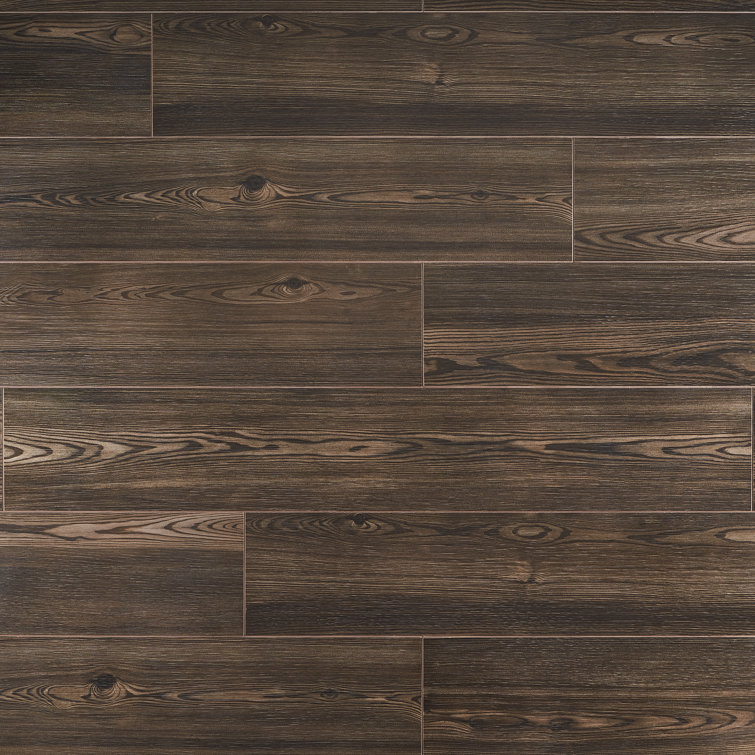 Teakwood 8" x 48" Matte Brown Porcelain Wood Look Tile