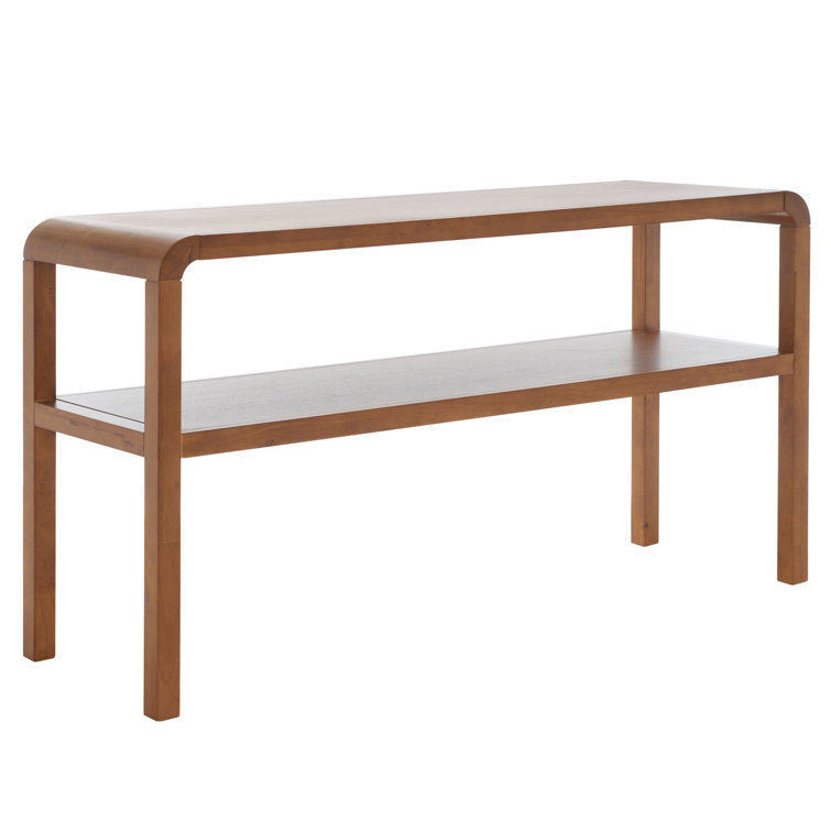 Omara Walnut Finish Solid Wood 2-Tier Console Table