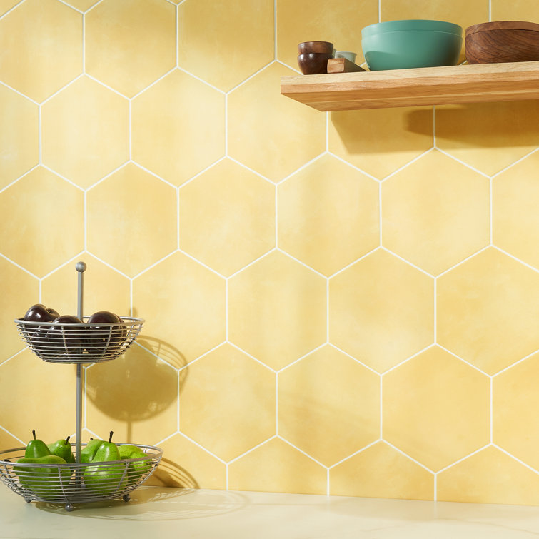 Eclipse Yellow 8" Hexagon Matte Porcelain Floor and Wall Tile