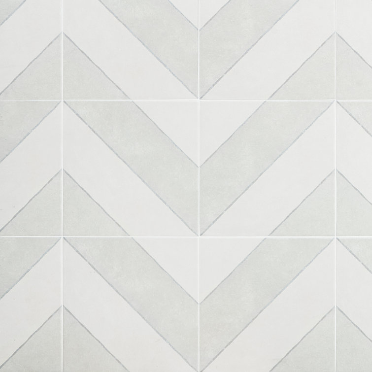 Tarantino Encaustic-Inspired 9" Square Glazed Porcelain Tile, Gray