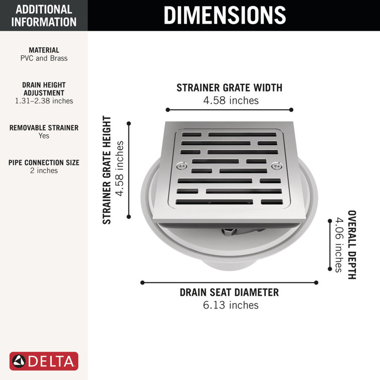 Delta 4-Inch Chrome Tile-In Square Shower Drain