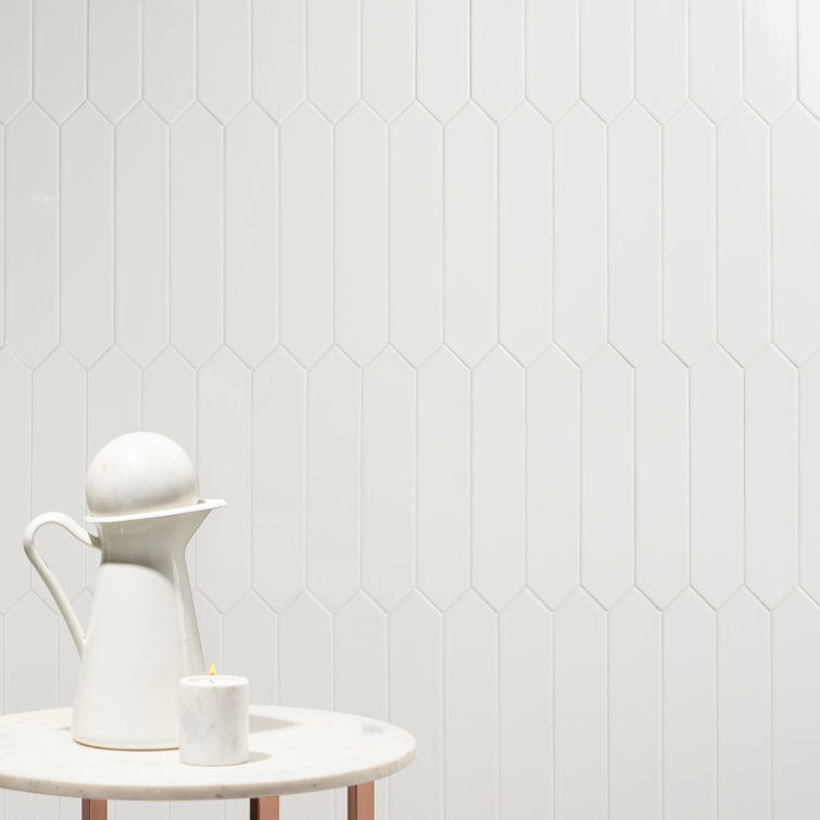 Lane 2.6" x 13" White Polished Ceramic Hexagonal Wall Tile