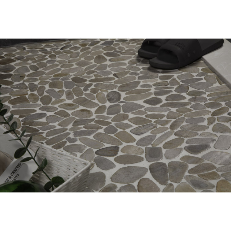 Pebble Crème Pre-Tiled Rectangular Shower Base with Center Drain