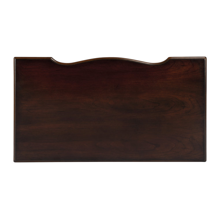 Cherry Brown Wood Writing Desk with Drawer and Carved Details