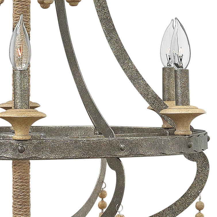 Cordoba Distressed Iron 8-Light Bohemian Chandelier with Wood Accents