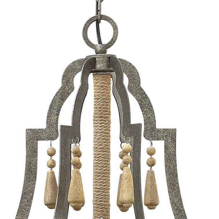Cordoba Distressed Iron 8-Light Bohemian Chandelier with Wood Accents