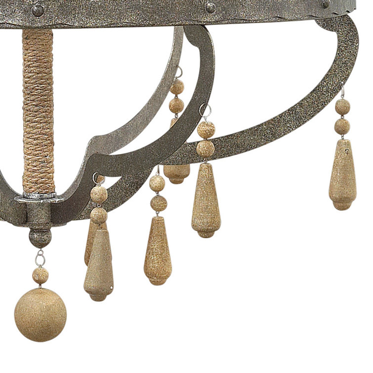 Cordoba Distressed Iron 8-Light Bohemian Chandelier with Wood Accents