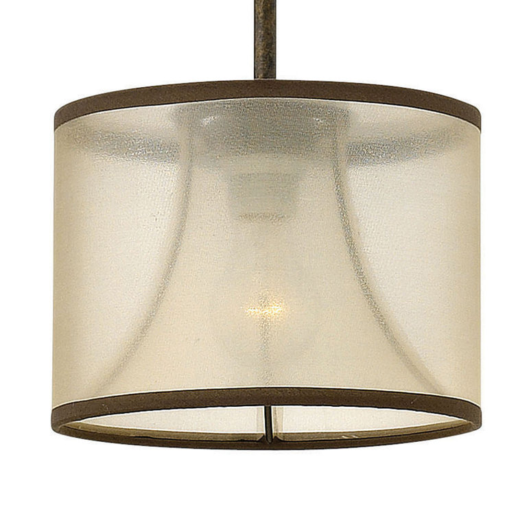 French Bronze Mini Pendant with Amber Sheer Shade