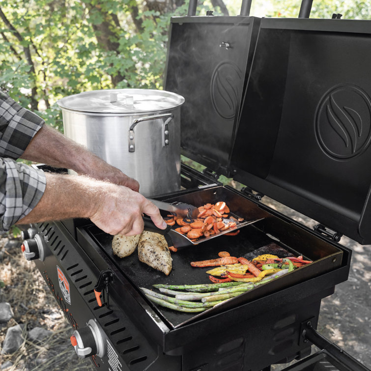 Black 49" Propane Outdoor Griddle with Stainless Steel Burners